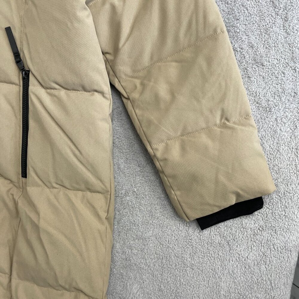 NWOT Calvin Klein Women's XL Hooded Puffer Coat Beige Faux Fur Lined Full Zip - Picture 9 of 10